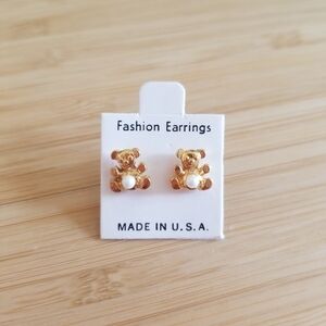 Gold Teddy Bear Earrings